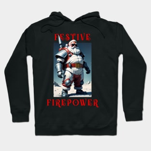 Cool Armed Santa. Festive Firepower Hoodie